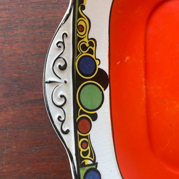 Art Deco English Staffordshire Minton Clarice Cliff Style Double Handle Platter - Picture 2 of 4